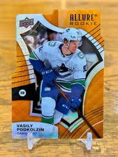 2021-22 UD Allure VASILY PODKOLZIN Rookie Orange Slice Canucks Oilers Card. rookie card picture