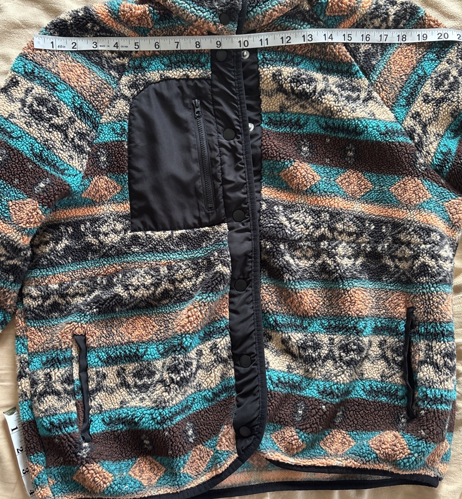 MULTI PATTERNED Aztec Design PLUSH ZIP UP JACKET … - image 9