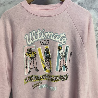 Vintage 80s Assuie Style Australian Raglan Sweatshirt Pink Womens Large