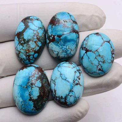 5 Stück Natürlich Türkis Howolit 24mm-27mm Oval Cabochon Unbehandelt Edelsteine - Bild 1 von 4