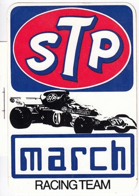 STP MÄRZ 721 F1 RACING TEAM 1972 RONNIE PETERSON ORIGINAL PERIODE AUFKLEBER