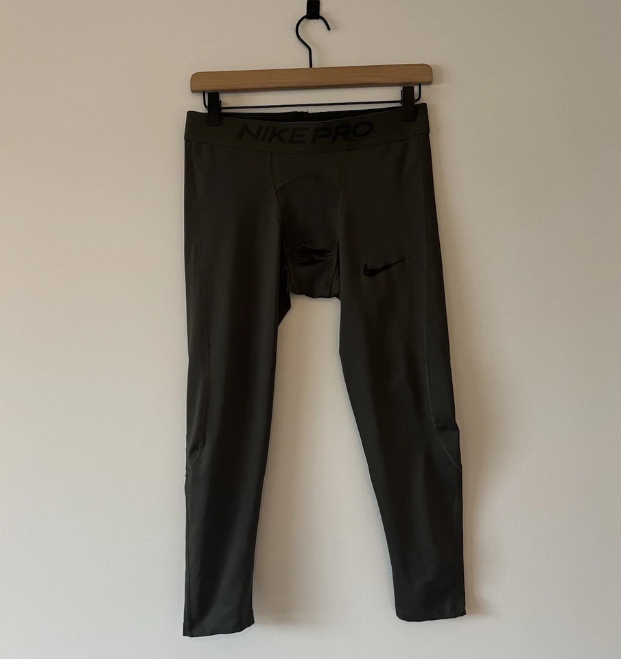 Pantalones de Gimnasio Nike Pro Dri-Fit TIGHT FIT Talla Mediana Verde Oliva Entrenamiento Correr Foto 4 de 4