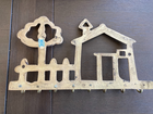 Vintage Solid Brass Key Holder, House & Tree With Fence Wall Mount- 8 Hook India