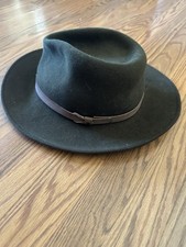 Jacob Anderman Wool Brown Hat made In USA Leather Details Fedora