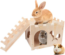 Casa per Conigli - Castello in Legno Rimovibile Con Alloggiamento per Porcellini