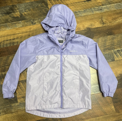 Eddie Bauer Girls Windbreaker Size S 7/8 Jacket Purlple EUC