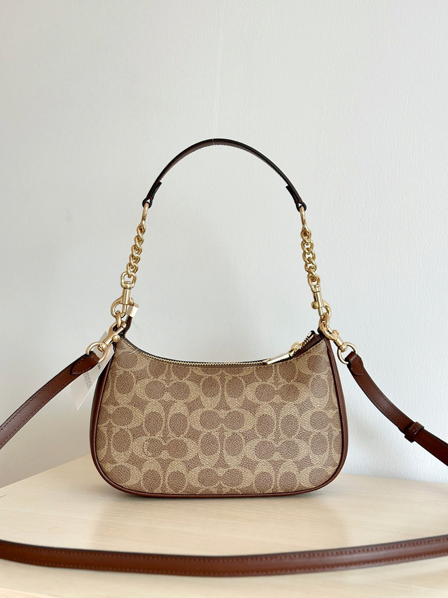 NEW Coach CV933 Teri Shoulder Bag in Signature Canvas Outlet Brown
