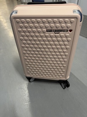 Karl Lagerfeld Paris Pink Heart Spinner Carry On Hardcase Suitcase TSA Lock