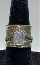 Anello in argento sterling 925 con pietra di luna timbrata filatore misura 3,5 6,9 g