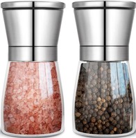 Salz- Und PfeffermüHle 2Er Set Edelstahl Glas Mit Verstellbarem Keramikmahlwerk