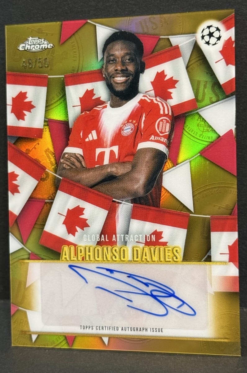 2025-26 Topps Chrome UCC Bayern Munich Alphonso Davies Auto Purple