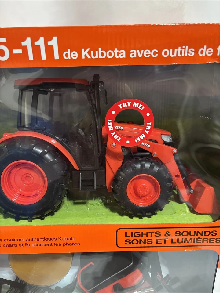 Plastic Kubota M5-111 Tractor W/Baler Trailed Mower Rotary Rake Lights & Sounds - Image 3 of 4