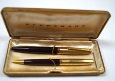 Wahl EVERSHARP Burgundy Fountain Pen and Pencil Case Set 14K Gold Nib VTG D123