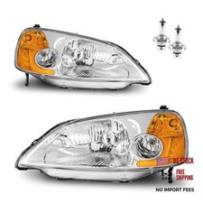 Headlights Assembly for 2001 OE Replacement Chrome With High Low Beam Bulbs