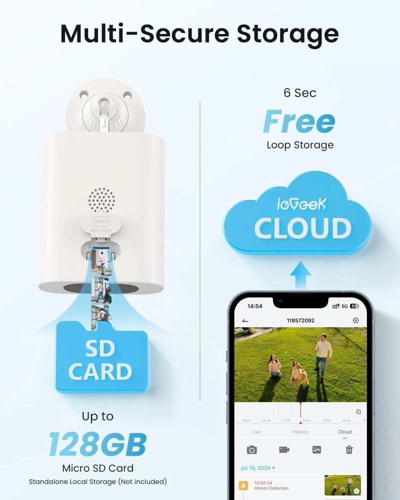 ieGeek Solar Camera Outdoor Wireless, 2K WiFi Battery Powered Cameras System