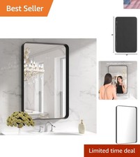 Durable Anti-Rust 24X36 Inch Black Metal Framed Vanity Mirror - Easy Install