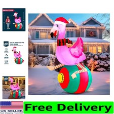 Vibrant 6 ft Inflatable Christmas Flamingo with LED Lights for Festive D cor