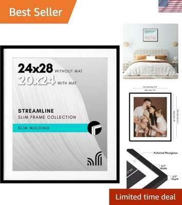 Stylish 24x28 Picture Frame in Black   Polished Plexiglass for Perfect Display