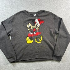 Disney Mickey  Minnie Mouse Kids Medium Gray Graphic Sweatshirt NWT