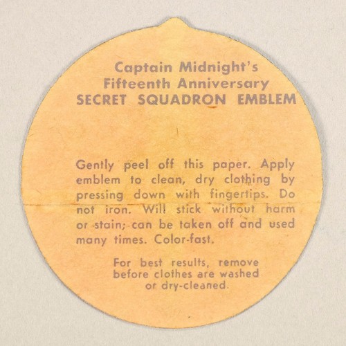 1957 Vintage Captain Midnight Secret Squadron Emblem Patch Premium – New, Unused - Picture 2 of 2