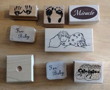 Lot Of 8 Baby Themed Rubber Stamps