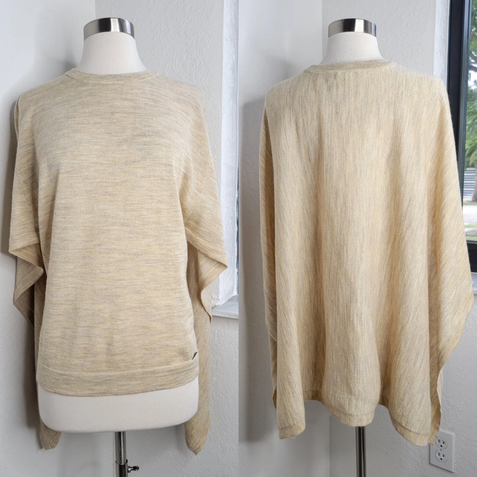 KUNA Womens Vaya Poncho in Beige One Size.