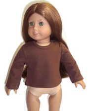 Clothes for 18 inch Girl Dolls - Long Sleeved Brown Knit Top Shirt