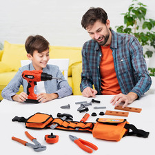 19Pcs Kids Tool Set, Pretend Play Toddler Power Toy Tool with Construction To...