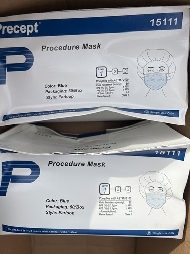 PRECEPT 15111 VERFAHREN Medizinische ASTM Level 1 Gesichtsmaske SCHADEN BOX Posten - Bild 3 von 7