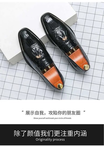 38-48 Men's Tassels Casual Dress PU Leather Party Business Crocodile Print Shoes - Picture 7 of 16