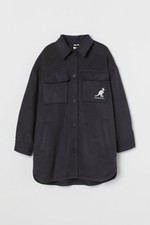 Kangol X H&m Oversized Shirt Jacket, Black, Large New W Tag