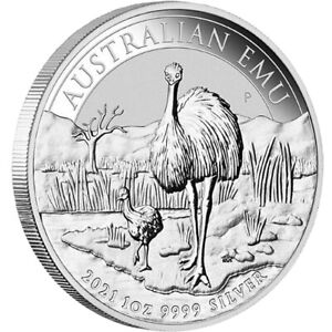 Silbermünze 1 oz Emu 2021 Australien in Stempelglanz gekapselt