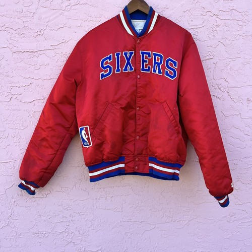 Vintage Philadelphia NBA Sixers Starter Satin Bomber Jacket Philly Size XL Flaw - Picture 8 of 14