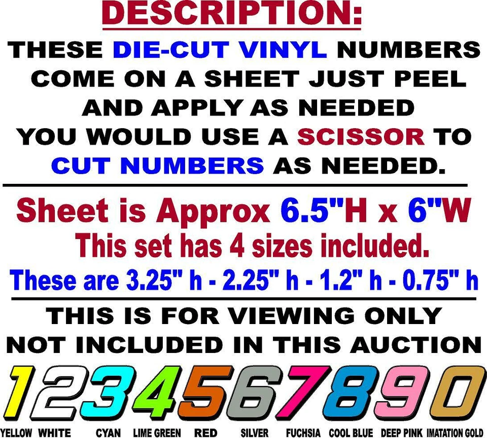 ULTRA Metallic Teal w/Creme #0's Racing Numbers Vinyl Decal Sheet 1/10-1/12 Nice - Image 4 of 4