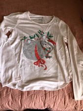 SO Christmas Sloth Long Sleeve TShirt - Size M 8 Pink W/gray Sloth Crew