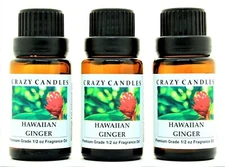 3 Hawaiian Ginger 1/2oz Premium Grade Scented Fragrance Oil Crazy Candles