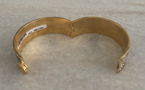 Beautiful Henri Bendel Brown White Gold Chunky Hinged Bangle Bracelet - Picture 5 of 7