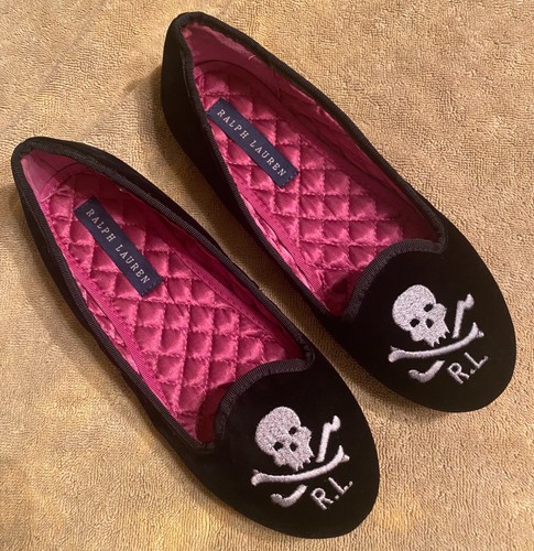 Rare Ralph Lauren Black Velvet Slippers 
