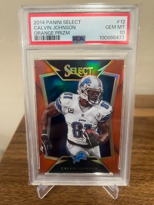 CALVIN JOHNSON 2014 SELECT ORANGE /75 PSA 10 POP 4