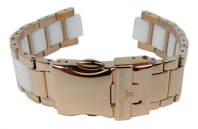 Jacques Lemans | Uhrenarmband, Edelstahl/Ceramic, rosé/weiß 40-3 D