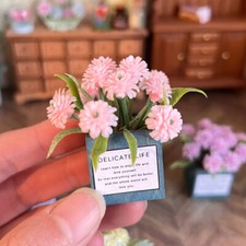 1/12 Scale Dollhouse Miniatures Tiny Flowers Potted Plant Multicolor Plastic