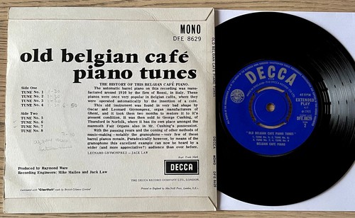 OLD BELGIAN CAFE PIANO TUNES 7" EP DECCA (1965) EX++ BARREL PIANO ENGLAND - Picture 2 of 2