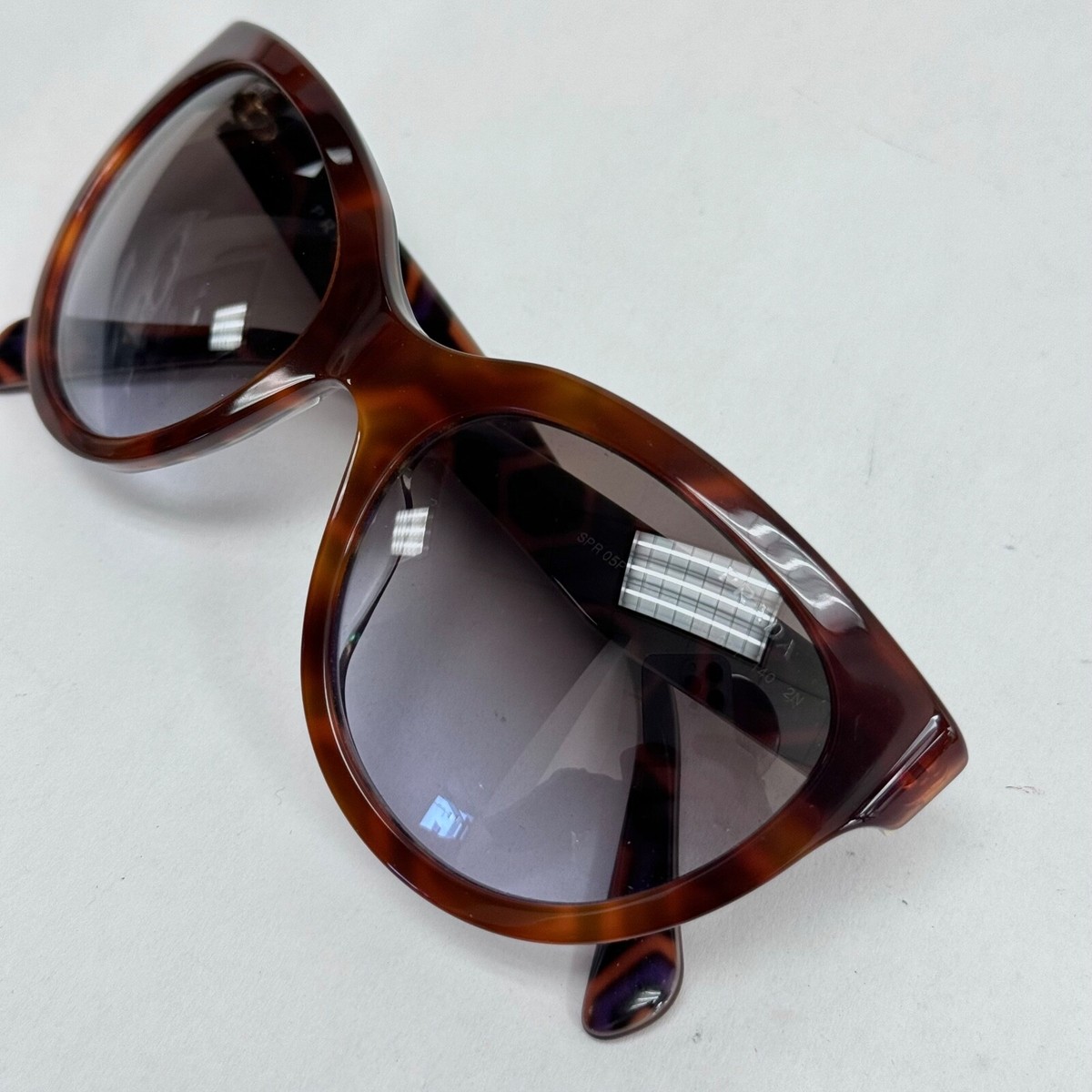 【美品 】PRADA sunglasses サイドロゴ パープル バタフライ PRADA Hexagonal Violet Print Blonde Havana Cat Eye Logo