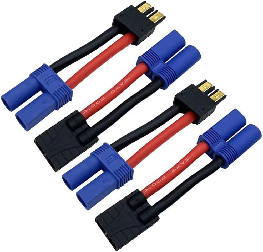 2Pairs RC Lipo Battery Connector Adapter for Traxxas TRX Lipo Battery Plug to EC