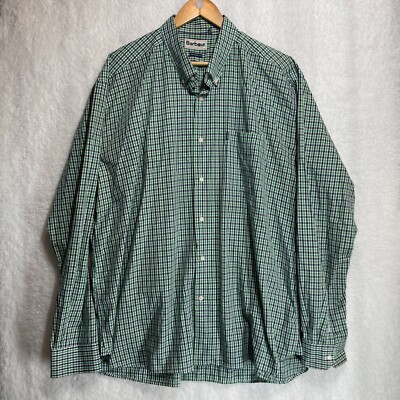 Barbour Alston Men s Tailored Fit Button Down Shirt XXL Green Check Long Sleeve