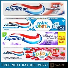 Image of AQUAFRESH ACTIVE WHITE FLUORIDE TOOTHPASTE TRIPLE PROTECTION MILK TEETH SPLASH