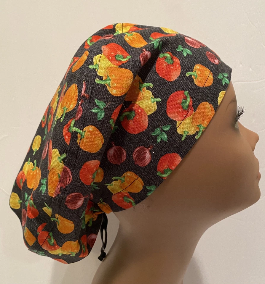 NUEVO Gorro Exfoliante Quirúrgico Estilo Euro Pimientos Brillantes, Pediátrico OR, Oficina, Sombrero Foto 2 de 4