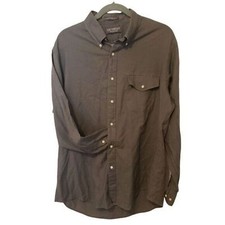 Lee Wright Mens Sz L Gray Solid Long Sleeve Dress Shirt