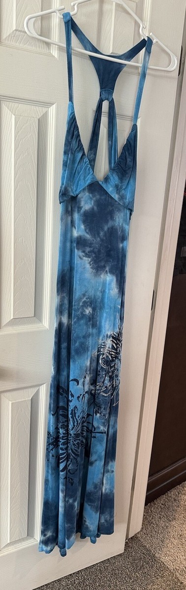 Venus Intake Blue Tie Dye Halter Sundress Dress Size L