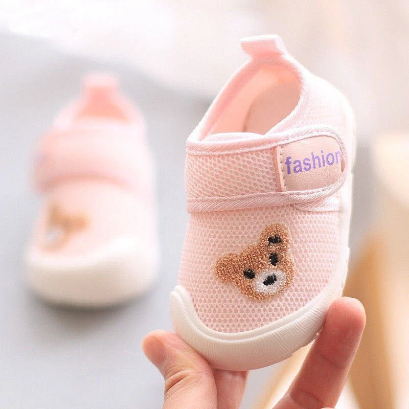 Toddlers Newborn Baby Shoes Boy Girl Mesh Cartoon Infant Bear Comfort Slippers